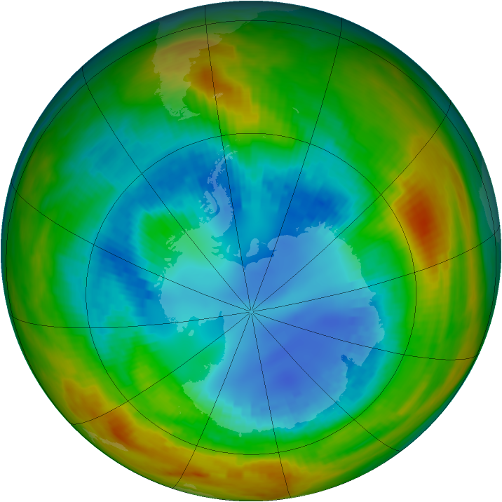 Antarctic ozone map for 23 August 1984
